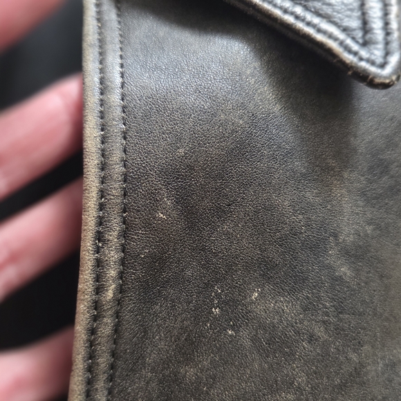 CANADIAN VINTAGE Distressed, Brown Leather Assymetrical Jacket by OCEAN WEST - Picture 11 of 16